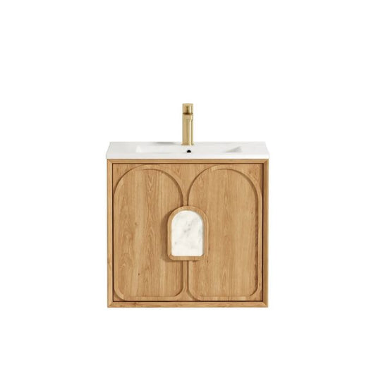 Otti Laguna Mk II Woodland Oak Wall Hung Vanity with Ceramic Top