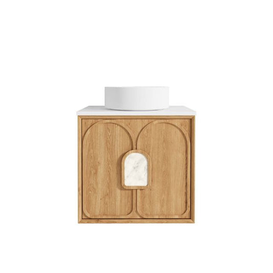 Otti Laguna Mk II Woodland Oak Wall Hung Vanity with Matte White Top