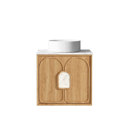 Otti Laguna Mk II Woodland Oak Wall Hung Vanity with Natural Carrara Marble Top