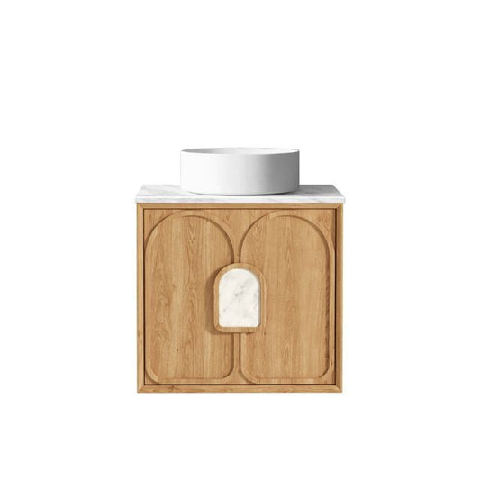Otti Laguna Mk II Woodland Oak Wall Hung Vanity with Natural Carrara Marble Top