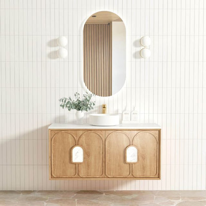 Otti Laguna Mk II Woodland Oak Wall Hung Vanity with Pure White Top