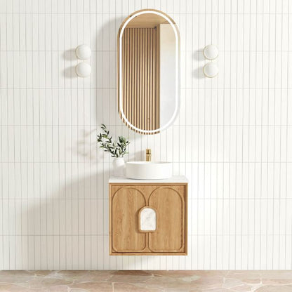 Otti Laguna Mk II Woodland Oak Wall Hung Vanity with Pure White Top