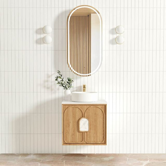 Otti Laguna Mk II Woodland Oak Wall Hung Vanity with Pure White Top