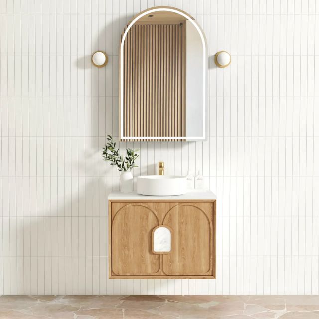Otti Laguna Mk II Woodland Oak Wall Hung Vanity with Pure White Top