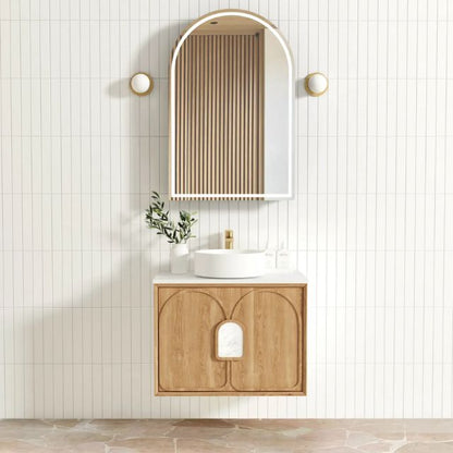 Otti Laguna Mk II Woodland Oak Wall Hung Vanity with Pure White Top