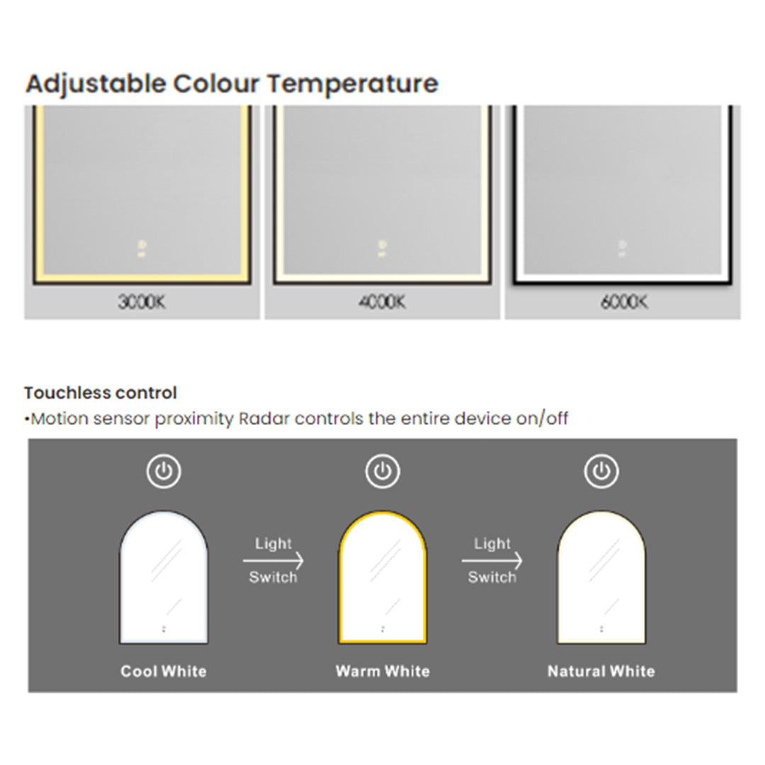 Otti LED Archie  Metal Frame Mirror 900x600mm
