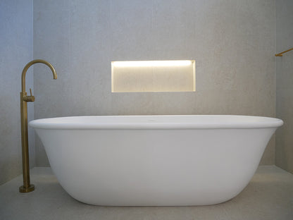 Blanche 162 x 77 TitanCast Solid Surface Freestanding Bath - Satin Silk White