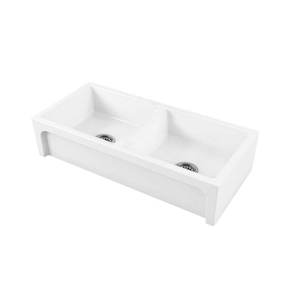 Patri 100 x 47 Fine Fireclay Double Bowl Farmhouse Butler Sink