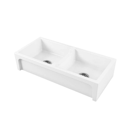 Patri 100 x 47 Fine Fireclay Double Bowl Farmhouse Butler Sink