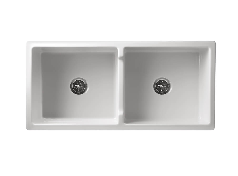 Patri 100 x 47 Fine Fireclay Double Bowl Farmhouse Butler Sink