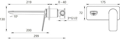 Oliveri Paris Wall Mixer Set  PA102516MB
