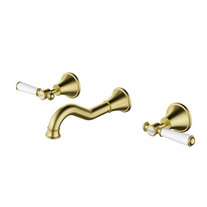 Clasico Bath Tap Set - brushed-nickel / Ceramic Handle