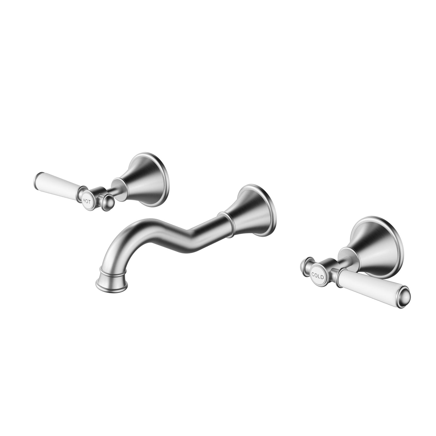 Clasico Bath Tap Set - brushed-nickel / Ceramic Handle