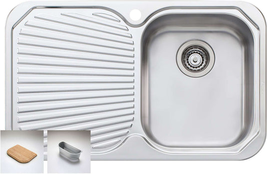 Oliveri Petite Single Right Hand Bowl Inset Sink With Drainer PE322