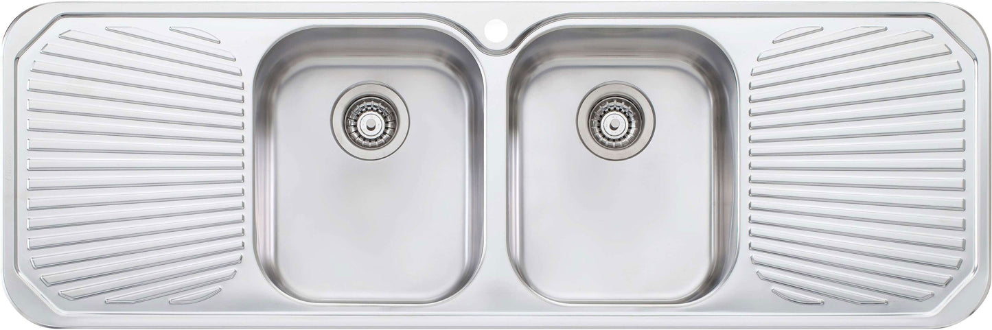 Oliveri Petite Double Bowl Inset Sink With Double Drainer PE353