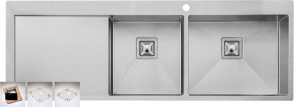 Oliveri Pro Series 1 & 3/4 Double Right Hand Bowl Inset Sink With Drainer PR1112