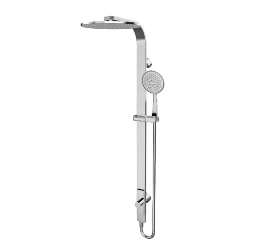 Rain Round Overhead Shower and Handshower on Column, Single Hose.