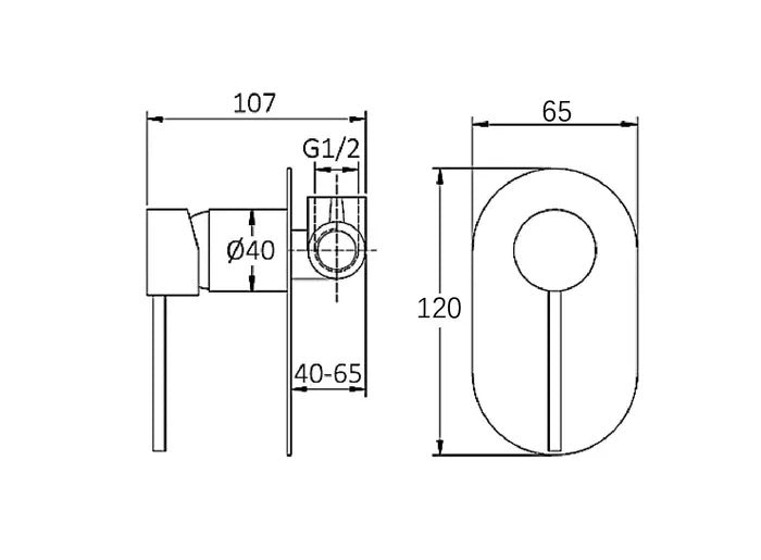INSPIRE ROUL SHOWER MIXER 120MM  AND ROSE