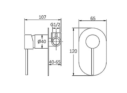INSPIRE ROUL SHOWER MIXER 120MM  AND ROSE