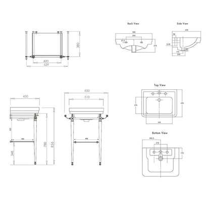 Stafford 58 x 45 English Basin Stand