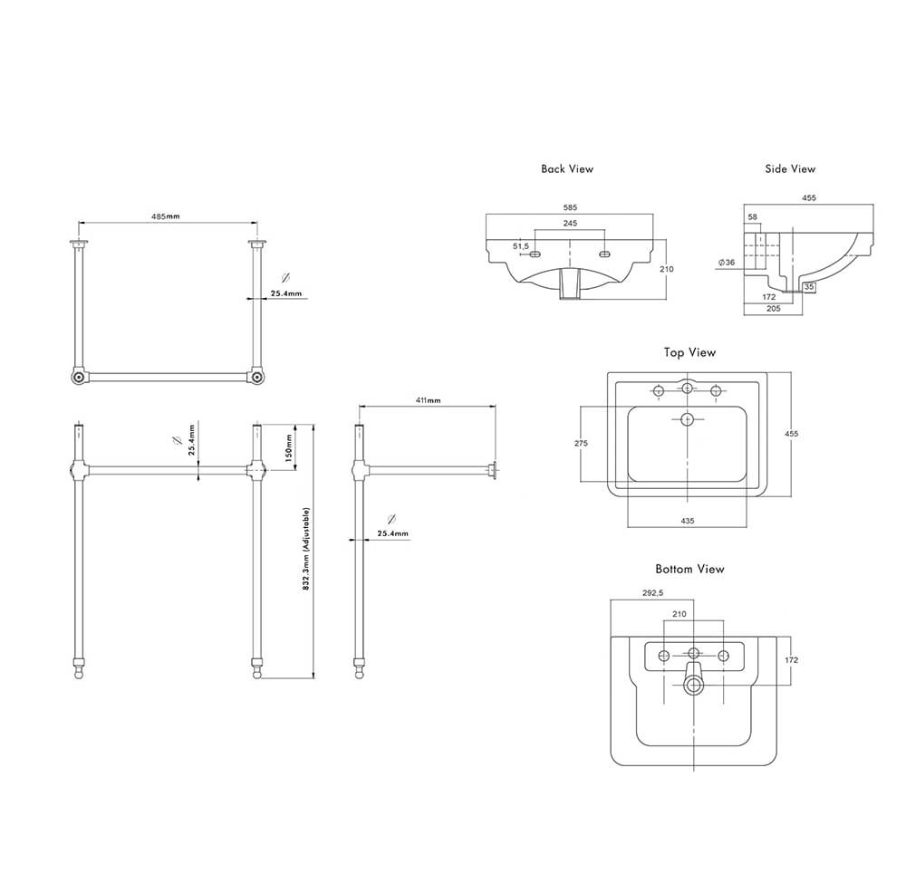 Stafford 58 x 45 Nuovo Basin Stand