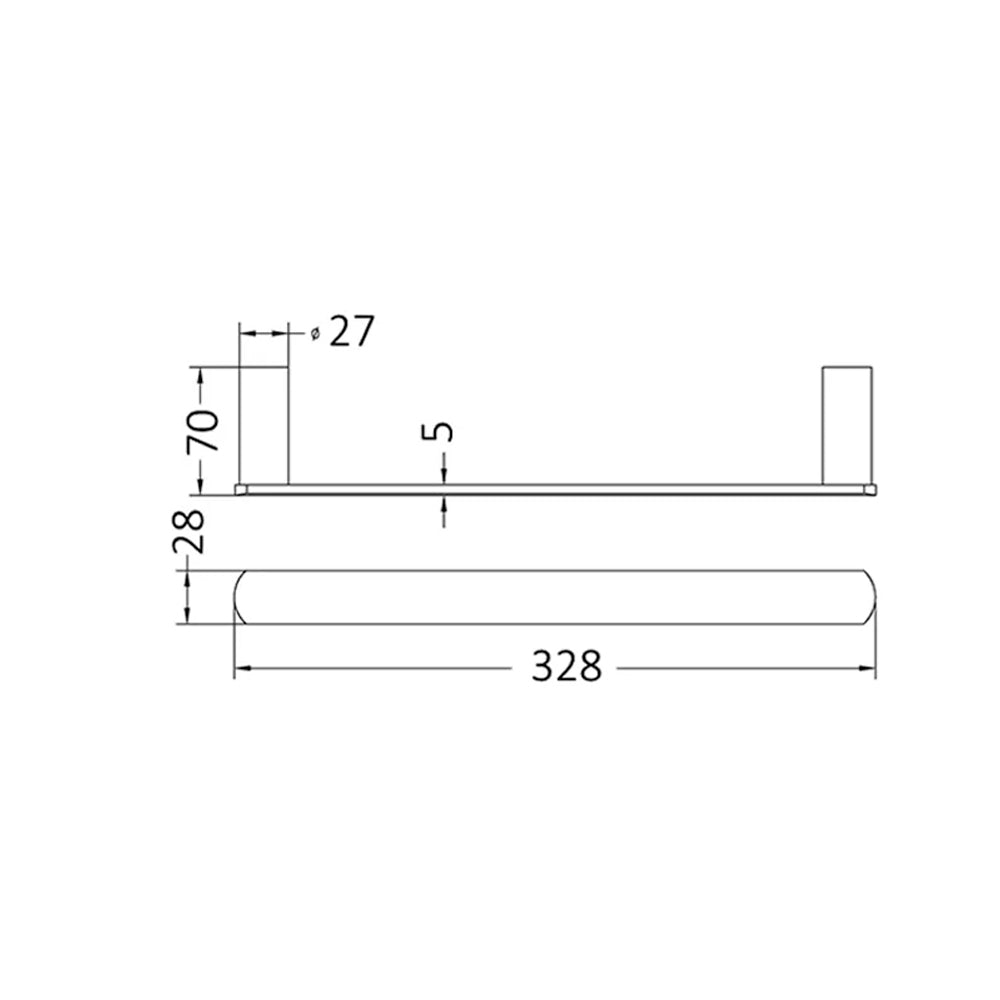 INSPIRE VETTO NON-HEATED TOWEL BAR BRUSHED  328MM