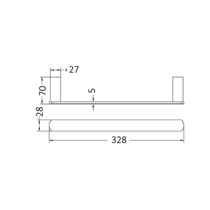 INSPIRE VETTO NON-HEATED TOWEL BAR BRUSHED  328MM