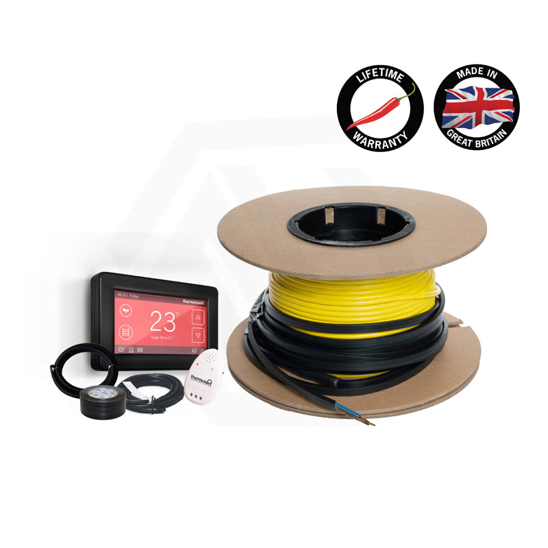 ThermoGroup Thermowire/Thermoscreed Undertile/In Screed Heating Kit with White/Black Dual Thermostat