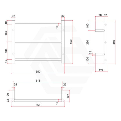 ThermoGroup 3/9 Bars 240V Budget Straight Round Ladder Heated Towel Rail Polished Stainless Steel