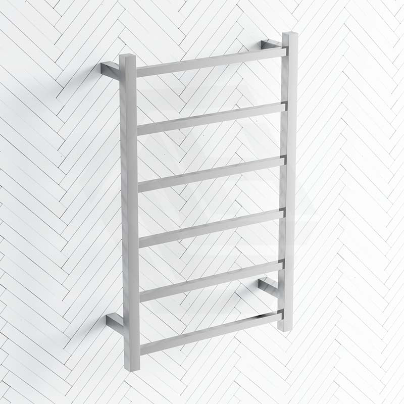 ThermoGroup 500x800x120mm 240V Budget Straight Square Ladder Heated Towel Rail 6 Bars   Steel