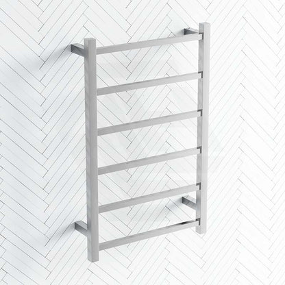 ThermoGroup 500x800x120mm 240V Budget Straight Square Ladder Heated Towel Rail 6 Bars   Steel