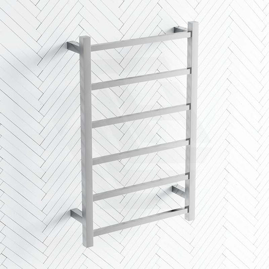 ThermoGroup 500x800x120mm 240V Budget Straight Square Ladder Heated Towel Rail 6 Bars   Steel