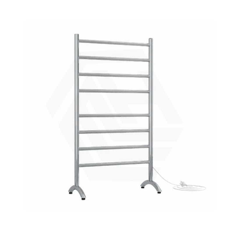 ThermoGroup Thermorail 600x1080x300mm 240V Straight Round Free-Standing Polished Stainless Steel/Matt Black Heated Towel Rail 8 Bars