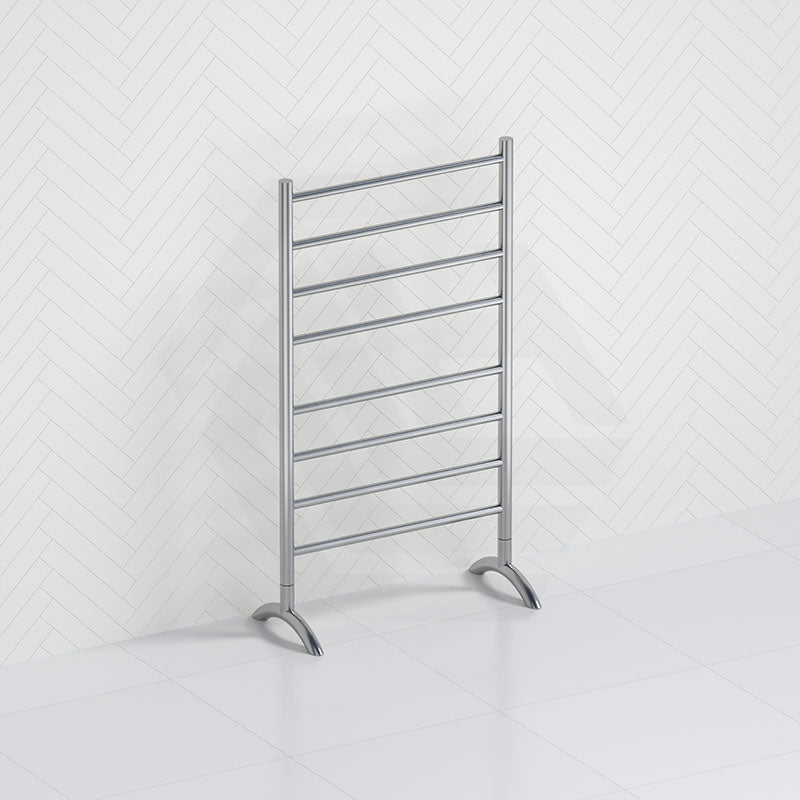 ThermoGroup Thermorail 600x1080x300mm 240V Straight Round Free-Standing Polished Stainless Steel/Matt Black Heated Towel Rail 8 Bars