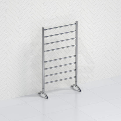 ThermoGroup Thermorail 600x1080x300mm 240V Straight Round Free-Standing Polished Stainless Steel/Matt Black Heated Towel Rail 8 Bars