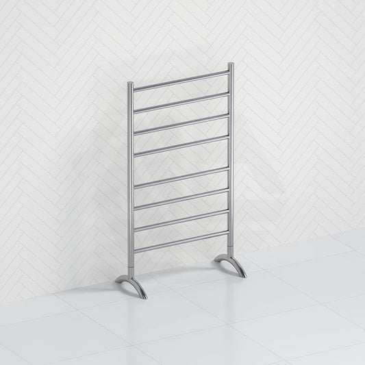 ThermoGroup Thermorail 600x1080x300mm 240V Straight Round Free-Standing Polished Stainless Steel/Matt Black Heated Towel Rail 8 Bars