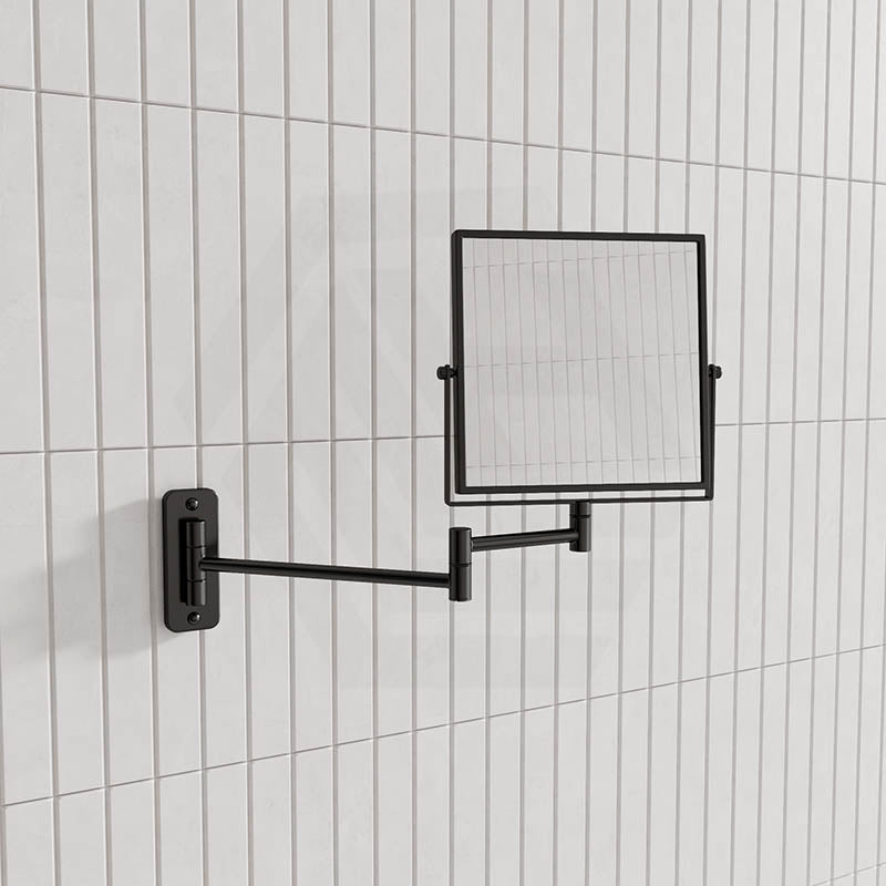 200mm ThermoGroup Square Makeup Mirror 1&5x Magnification Matt Black/Chrome
