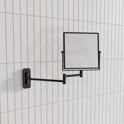 200mm ThermoGroup Square Makeup Mirror 1&5x Magnification Matt Black/Chrome