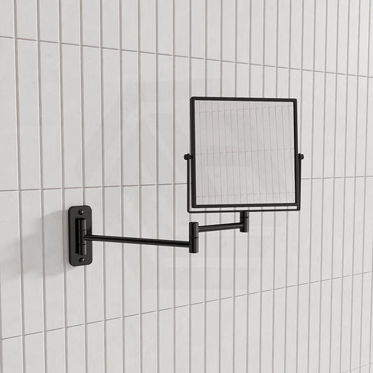 200mm ThermoGroup Square Makeup Mirror 1&5x Magnification Matt Black/Chrome