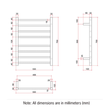 ThermoGroup 4-14 Bars 240V Straight Round Ladder Heated Towel Rail Variant Colour Available