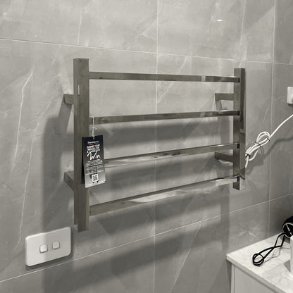 ThermoGroup 4/7 Bars 240V Straight Square Ladder Heated Towel Rail Polished Stainless Steel