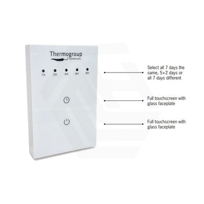 ThermoGroup Thermorail Portrait Boost Timer 1/2/4/6/8H Glass  for Heated Towel Rails
