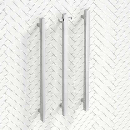 ThermoGroup 12V 900mm Square Vertical 3 Single Heated Towel Rails Variant Colour Available