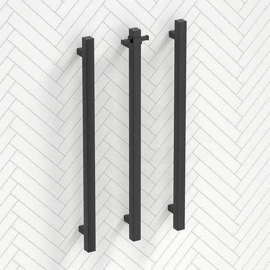 ThermoGroup 12V 900mm Square Vertical 3 Single Heated Towel Rails Variant Colour Available