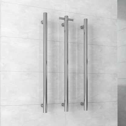 ThermoGroup 240V 900mm Straight Round Vertical Single Heated Towel Rail Variant Colour Available