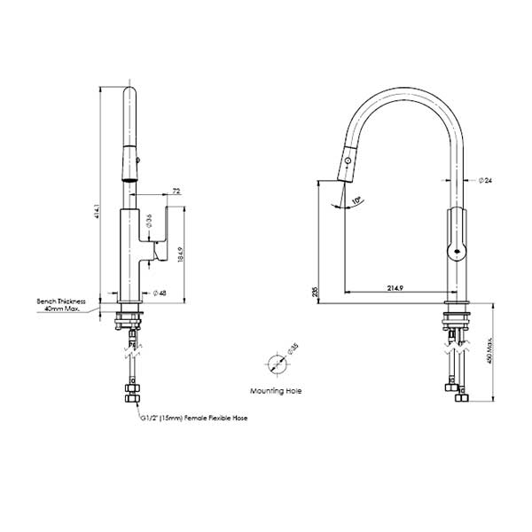 Greens Astro II Pull-Down Sink Mixer