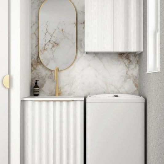 Otti Bondi White 650mm Fluted Laundry Cabinet Set