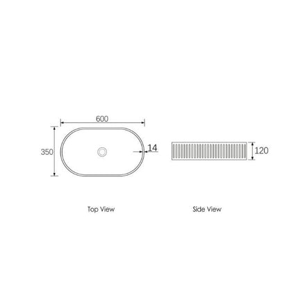 Otti Hudson 600mm Fluted Oval Above Counter Basin