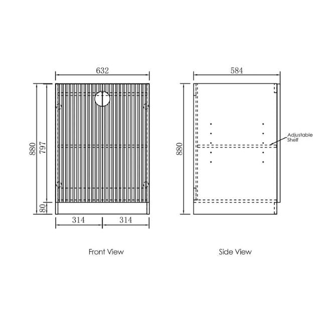Otti Marlo Black 650mm Mini Laundry