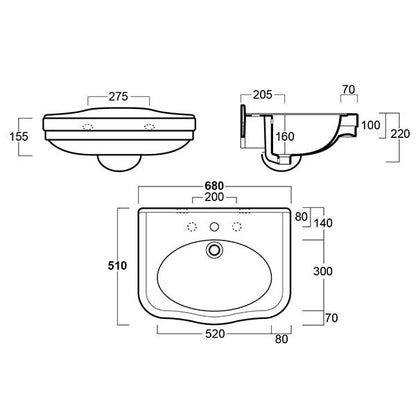 Turner Hastings Claremont 680mm Wall Hung Basin